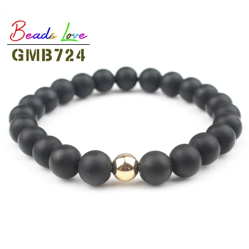 Black matte stone Мужские натуральные вулканического происхождения браслеты из камней Шарм матовые черные лавы Агатовые Бусины Амазонит тигровый глаз пара браслет Женщины Йога ювелирные изделия - Окраска металла: Black matte stone