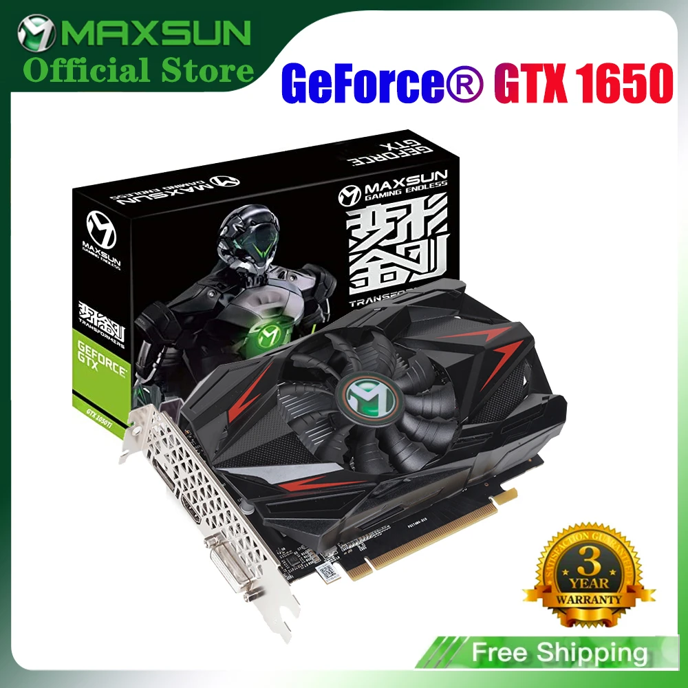 good pc graphics card MAXSUN Graphics Card Full New GTX 1650 Transformers 4G 128bit  Nvidia GDDR5 GPU Video Gaming Video Cards For PC Computer DP DVI video card in computer