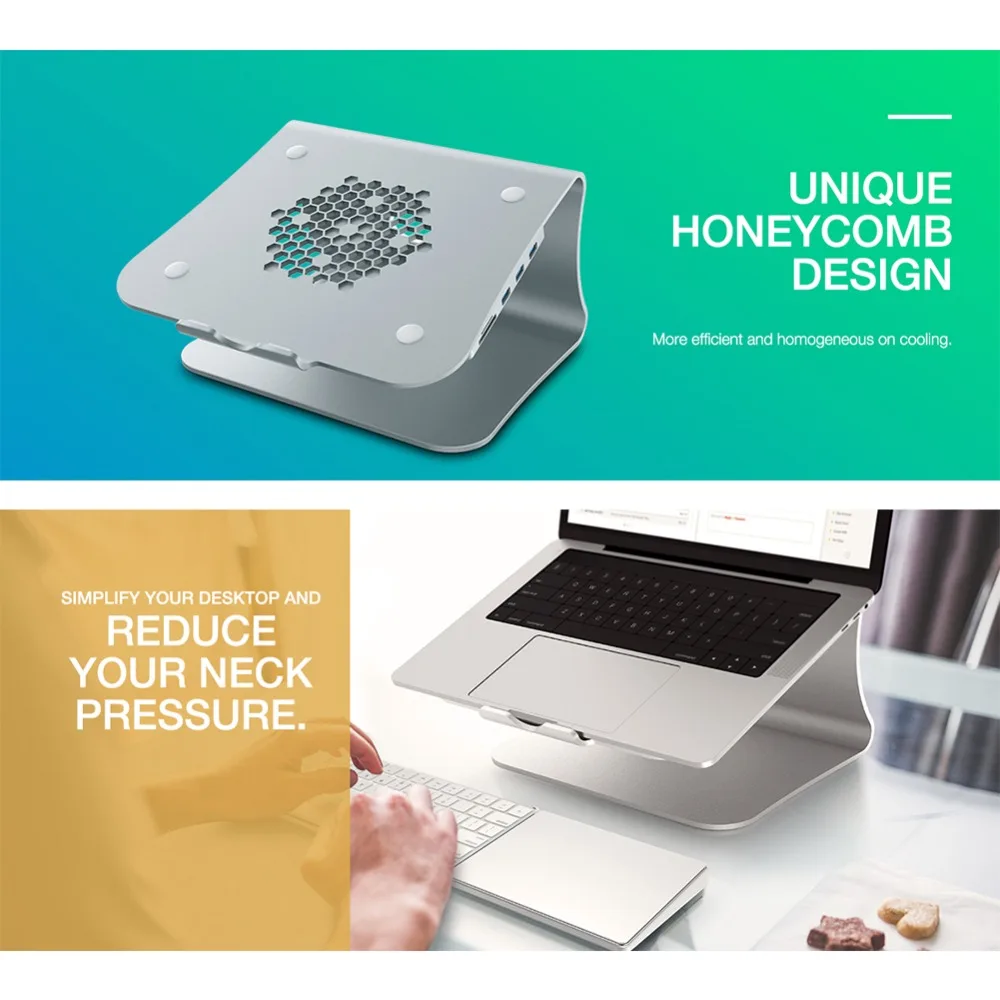 Подставка для ноутбука, охлаждающая подставка для MacBook кронштейн из алюминиевого сплава с интерфейсом USB 3,0, интерфейс для карт памяти TF, интерфейс для карт памяти SD