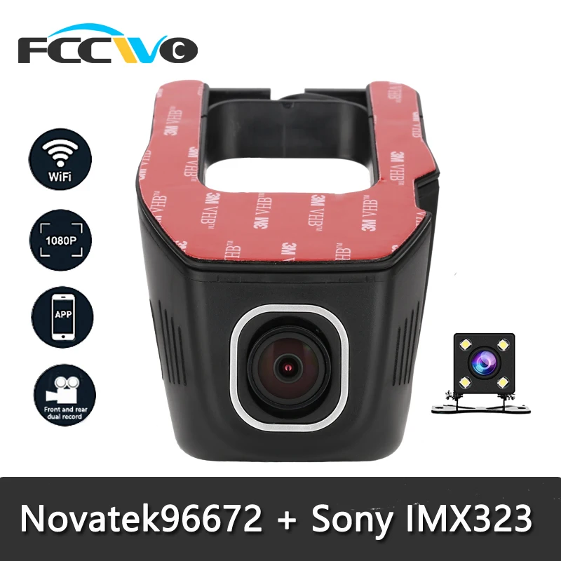 FCCWO F1 видеорегистратор Novatek 96672 Sony IMX323 WiFi 1080P Автомобильный автомобильная камера