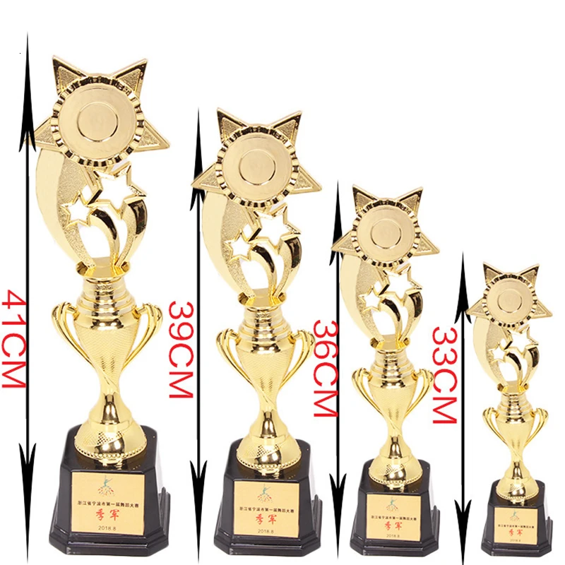 Free Stars Trophy Cup Golden Plating Award Trophies Competition Sports Game Winner Souvenir Toys Trofeos Honor Award