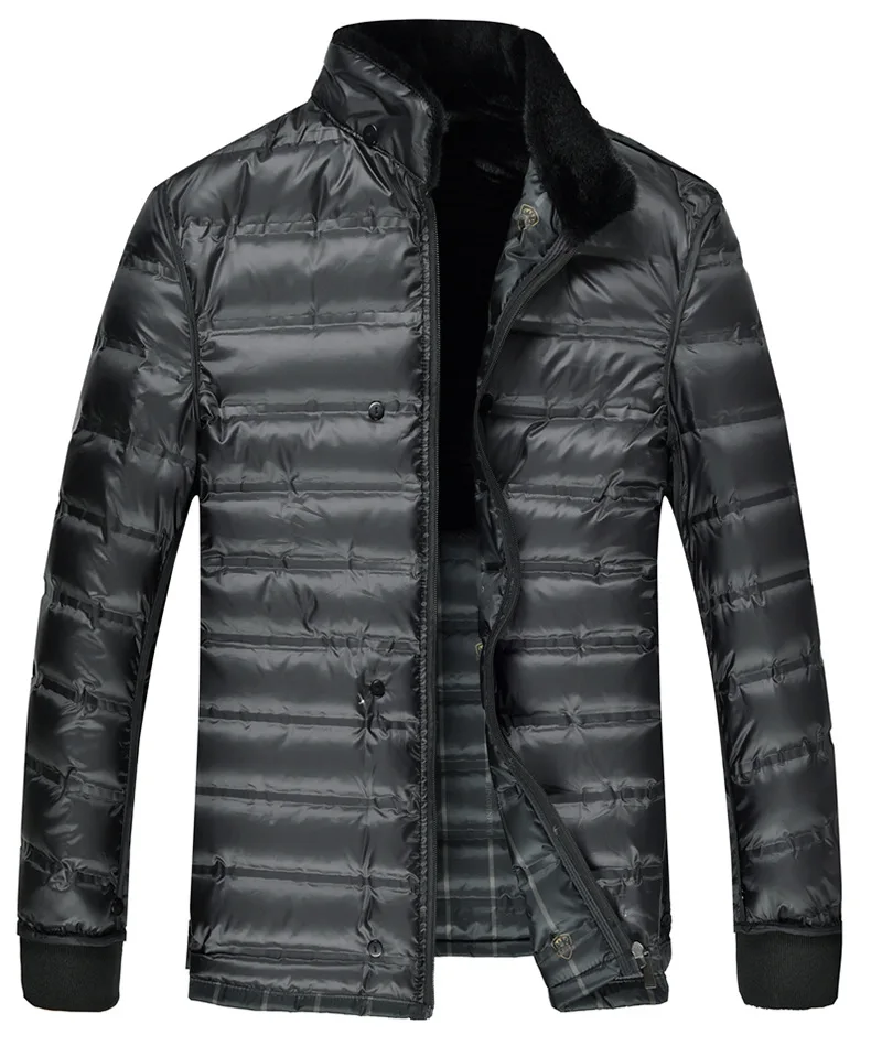 Winter New Men's Down Jacket Thick Warm Hooded Zipper Pocket Casual Windproof Detachable Down Liner Jacket male Coat