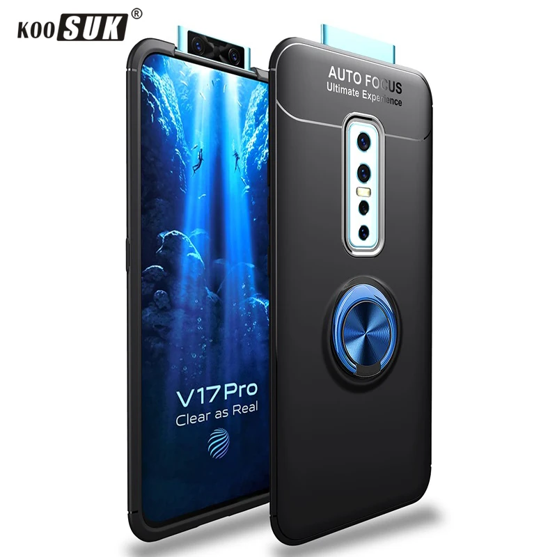 VIVO V17 Pro Чехол для телефона с кольцом-держателем для пальца задняя крышка для Vivo V17 Pro v17pro мягкий силиконовый матовый ударопрочный защитный корпус