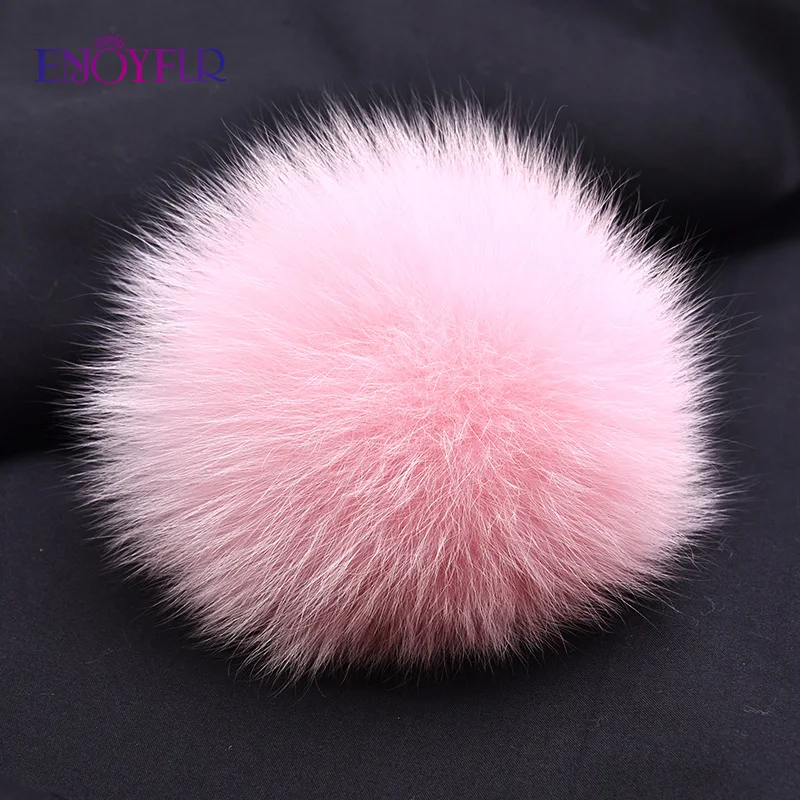 ENJOYFUR Rhinestones Bow-Knot Children Winter Hats Real Fox Fur Pompom Knitted Hat Girl Beautiful Pink Girls Beanies Autumn Caps