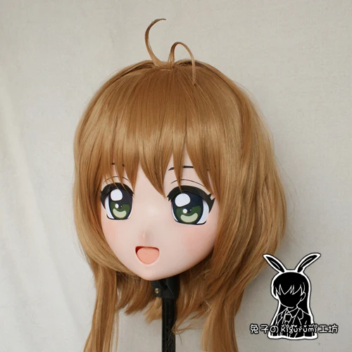 (Rabbit 87) Resin Cross dress Pretty Girl Head BID Doll Mask Japanese Anime Kigurumi Mask Cosplay with Wig