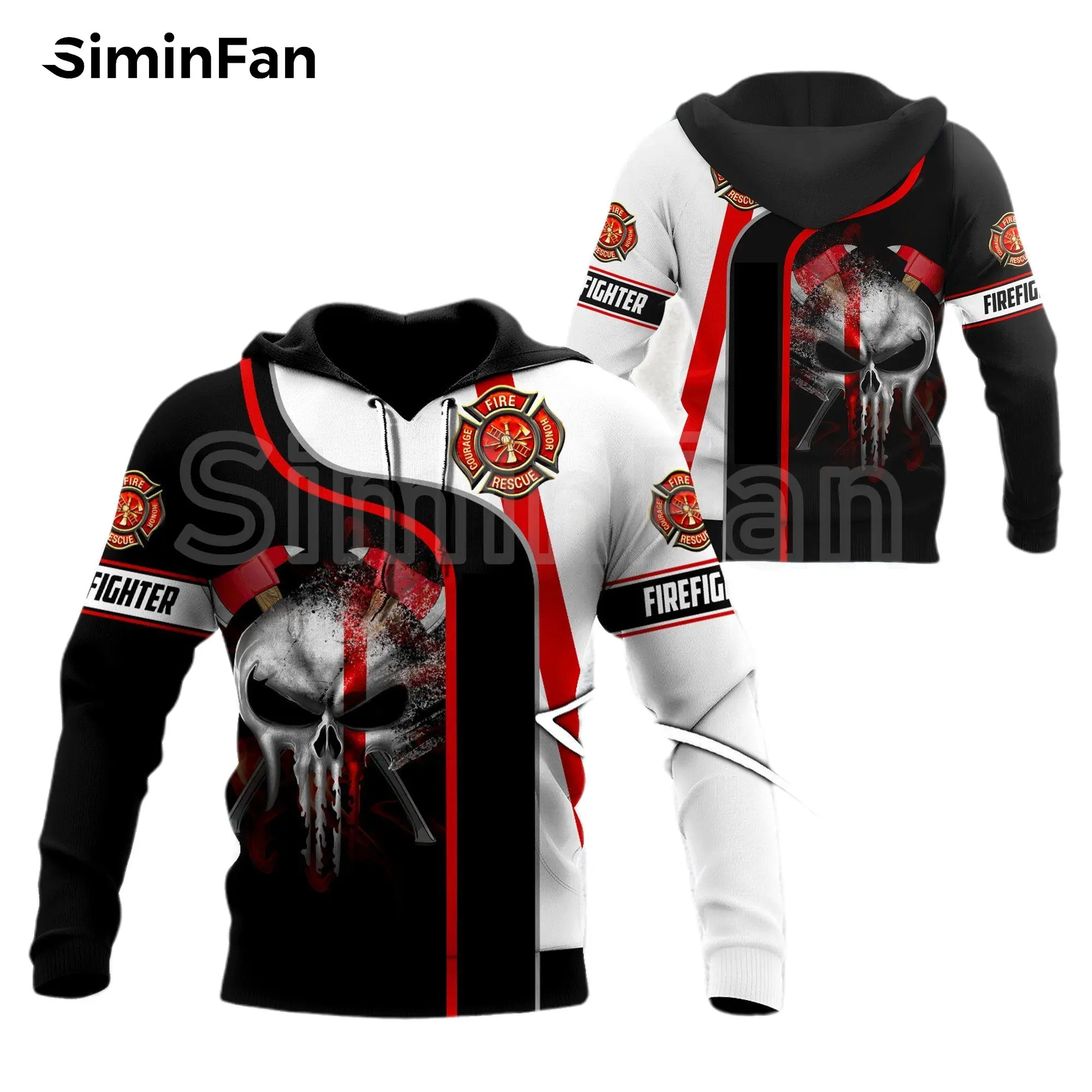 

Firefighter Fireman Skul Mens 3D Print Hoodies Unisex Casual Sweatshirt Harajuku Pullover Women Tracksuit Coat Hip-Hop Jacket 13
