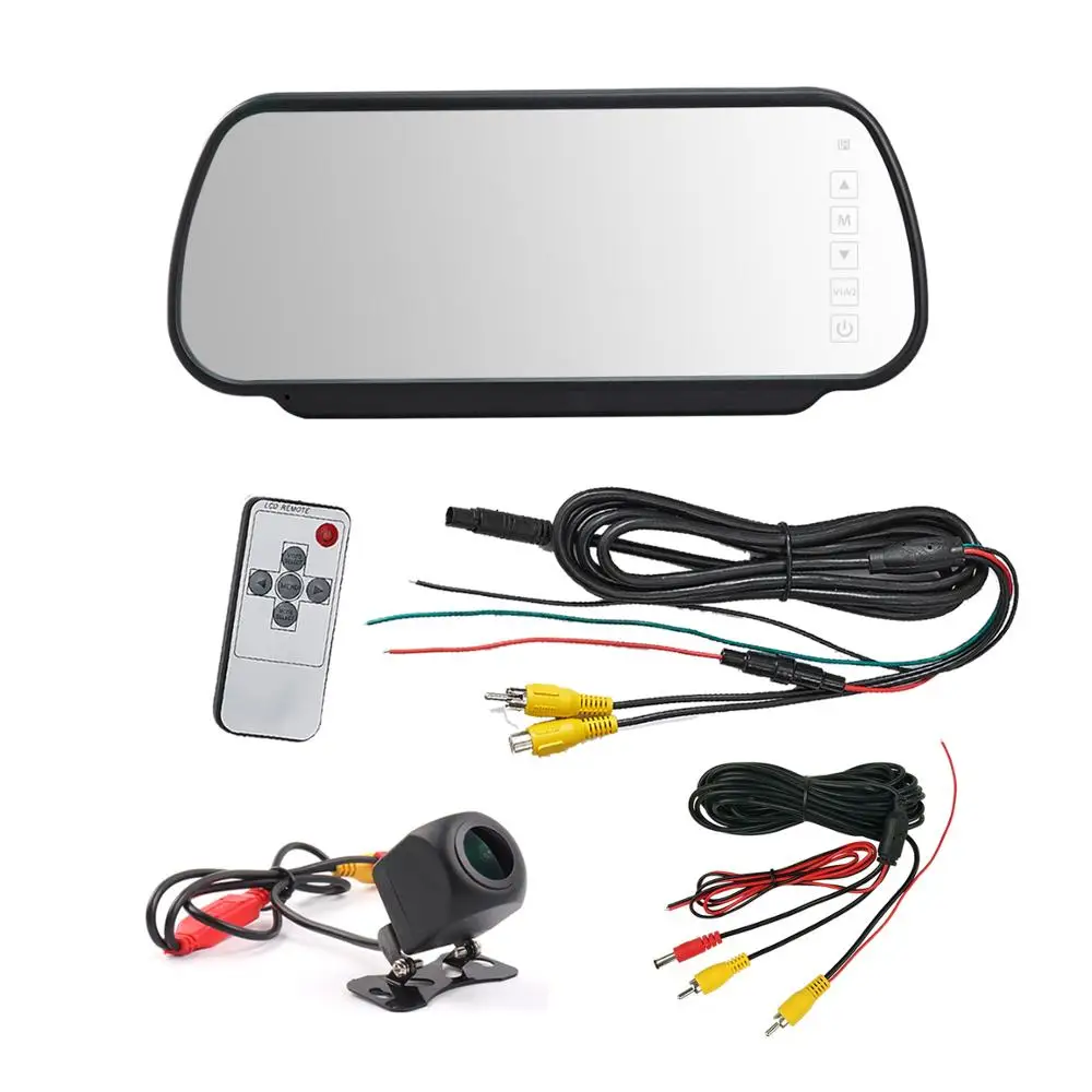 7 inch Reversing camera monitor kit Car Rear View Parking White Mirror Monitor Night Vision Rear view camera