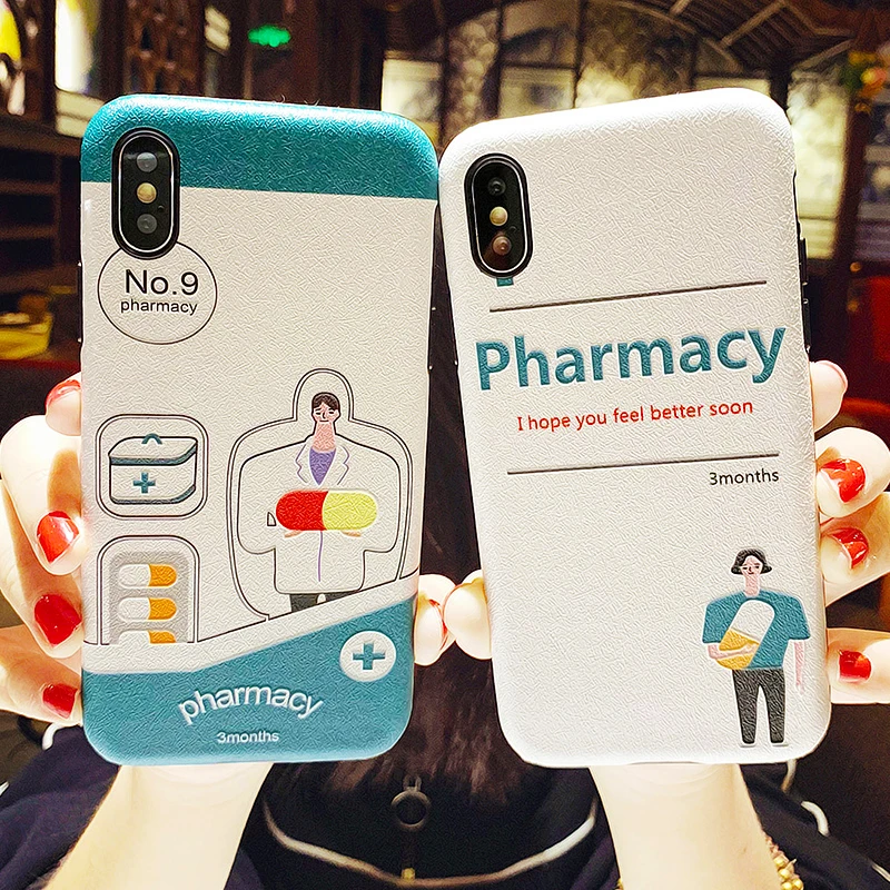 

Funny Capsule Doctor Couple Case For iPhone X XR XS Max Silicone Cover Capsule Doctor Pattern Thin Soft TUP Glossy Phone Cases