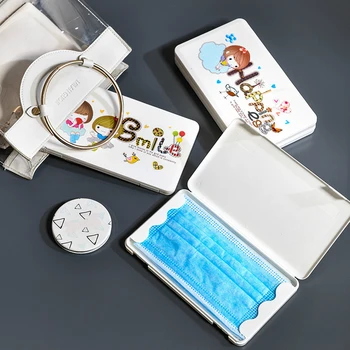 

Save masks Artifact Portable Masks Case Mask Box for storing mask cartoon students Mask Storage Healthy Dustproof mask Organizer