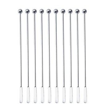 

10pcs Swizzle Sticks Metal - Stainless Steel Mixing Cocktail Coffee Stirrers for Wine Juice 7.5 inch, 10Pieces Pack