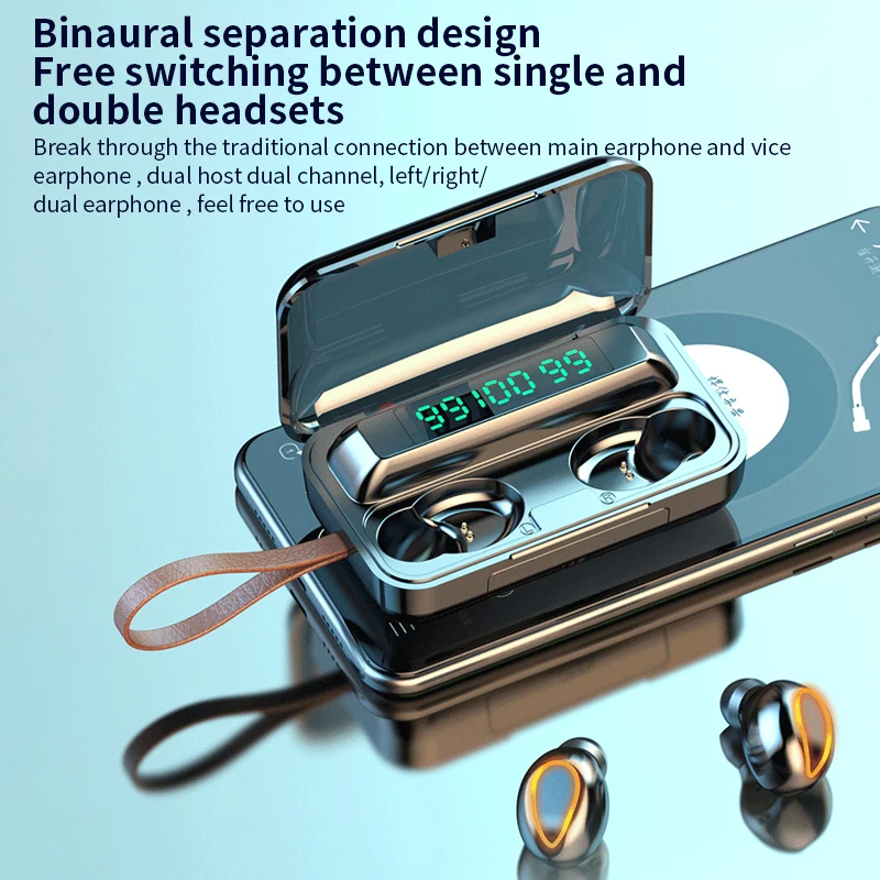 F9 TWS Wireless Bluetooth Earphone 5 0 Touch headphones Sport Waterproof LED Display Mic Airbuds Headset for iPhone SE Samsung