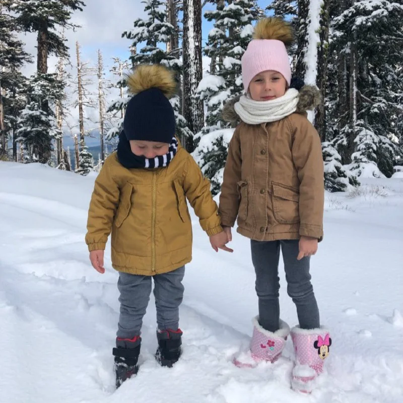 Winter Children Boy Girl Crochet Artificial Pompom Hat Knitted Toddler Kids Caps With Pompon Baby Beanie Hats Bonnet