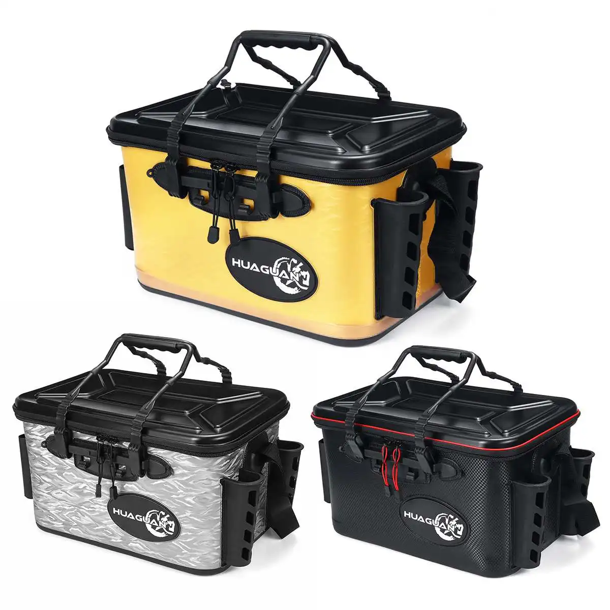 

28L Black/Silver/Yellow Fishing Box For Bits In Fishing Tackle Boxes 5V 2600 MAH USB Plastic Multi-function portable Fishing Box