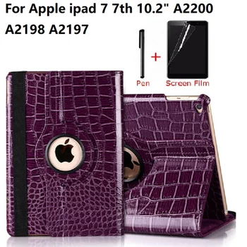 

360 Degree Rotating Folio Smart Cove for iPad 10.2 Inch 2019 7th Generation Auto Sleep Wake up Funda with Soft Film+ Pen