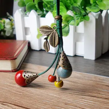 

Features Ethnic Style Jewelry Necklace Simple Vintage Alloy Leaves Ceramic Beads Pendant Long Sweater Chain Women's Accessories