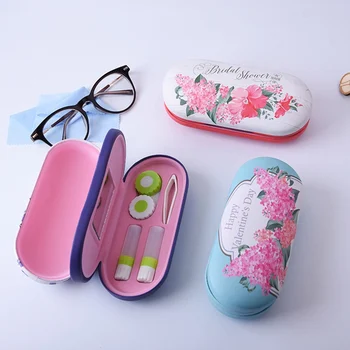 

Cute Chinese Style Glasses Box Digital Printing Manual Double Glasses Box Contact Lenses Beauty Pupil Box