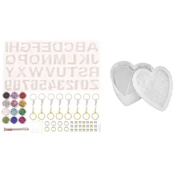 

1x Heart Shaped Cut Jewelry Gift Box Storage Box Mold Jewelry Molds & 186Pcs DIY Jewelry Silicone Casting Molds Tools