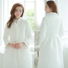 Новинка года; сезон осень-зима; женская утепленная Хлопковая пижама; теплая однотонная одежда для сна принцессы; длинный халат; домашняя пижама