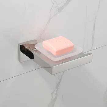 

Soap Dish Plate Rust-Proof 304 Stainless Steel Square Soap Holder with Removable Dish Silver Bathroom Accessories Soap Dispenser