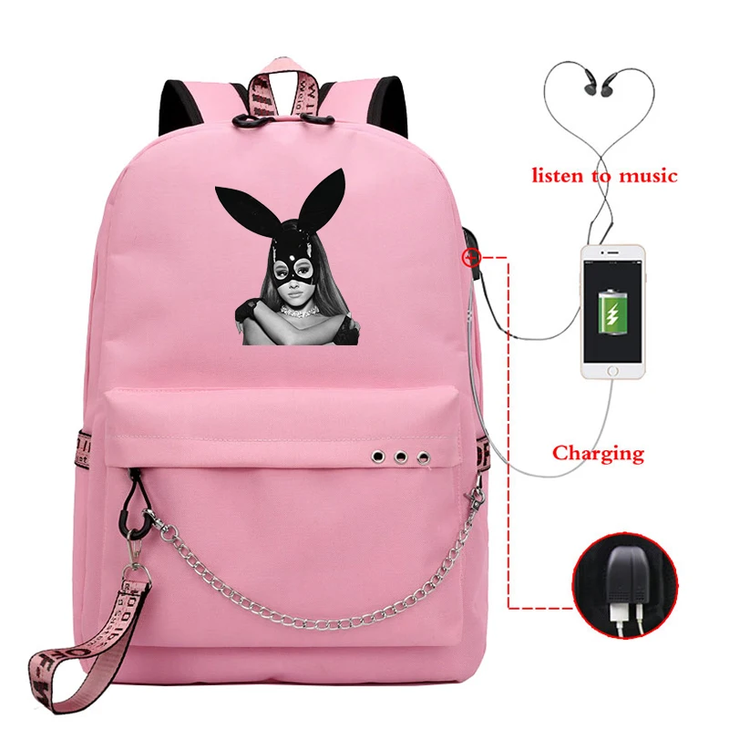 Mochila Ariana Grande, маленький рюкзак для женщин, Usb зарядка, рюкзак для ноутбука, корейский рюкзак для путешествий, школьные рюкзаки для девочек-подростков - Цвет: 15