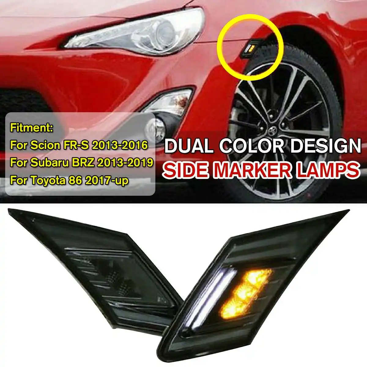 

A Pair Smoke Front Bumper Side Marker Lights Lamps Turn Signal Running Light For Toyota for Subaru BRZ for Scion FR-S 2013-2019