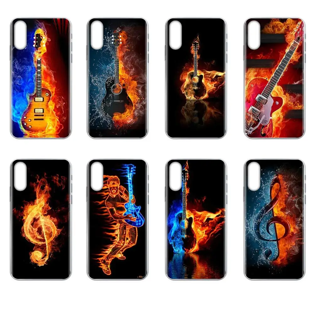 Popular Water And Fire Guitar Artwork For Xiaomi Redmi Mi 4 7A 9T K20 CC9 CC9e Note 7 8 9 Y3 SE Pro Prime Go Play Soft | Мобильные