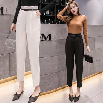 

Women Suit Pants 2020 Spring Summer Fashion Female Casual High Waist Office Lady Loose Harem Pant Straight Trousers Pantalon