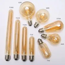 220V Retro Vintage lámpara de Edison E27 4W 6W 8W LED filamento de la ampolla bombillas T45 A60 ST64 G80 G95 LED Vintage decoración Edison luces