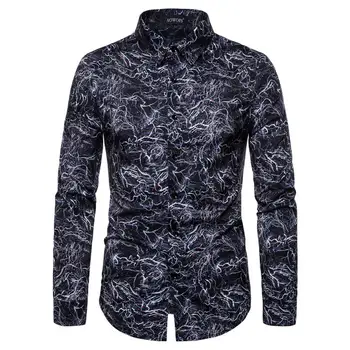 

3D Digital Printed Mens Designer Shirts Turn Down Collar Cardigan Mens Tops Long Sleeve Casual Mens Apparel