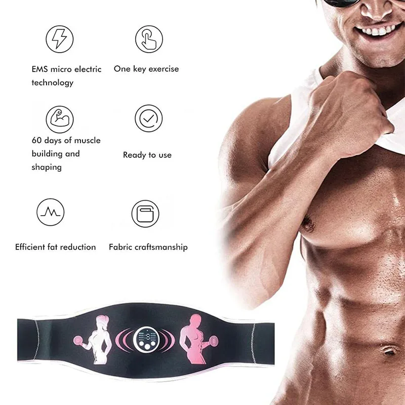 Slimming Massage Belt Muscle Toner EMS Abdominal Toning Belt Body Belly Fitness Trainer For Abdomen Arm Leg Waist Weight Loss muscle stimulator abdominal muscle stimulator