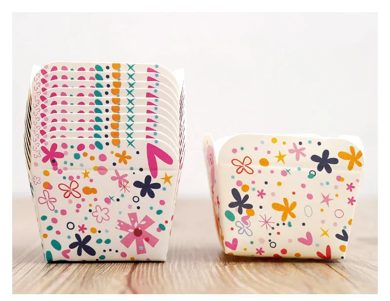 100pcs 6*5*4.5cm Square cake paper cup high temperature baking dessert cup bithday party favor household kitchen diy accessories