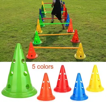 

5 Pcs 30cm Round Bottom Mark Barrel Football Training Obstacle Triangle Cone Hurdle Tube Color Sports Training Equipment
