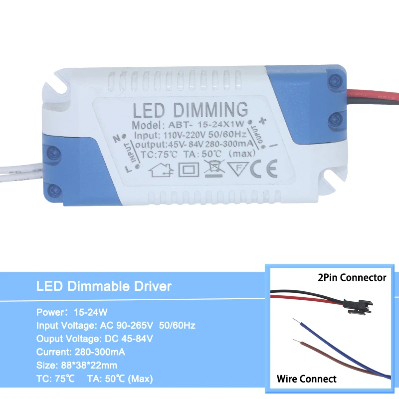 3 Вт-24 Вт безопасный пластиковый корпус светодиодный драйвер с регулируемой яркостью AC85-265V осветительный трансформатор DC3-85V адаптер питания для светодиодный лампы - Цвет: 15 to 24 Watt
