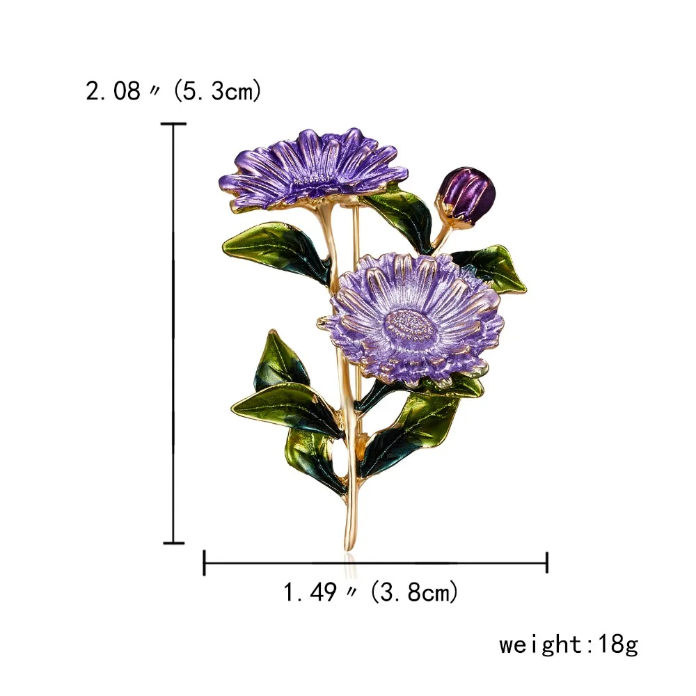 Летняя мода цветок броши классический фиолетовый розовый желтая Маргаритка цветок сплав эмаль брошь, ювелирные изделия, аксессуары для женщин девочек