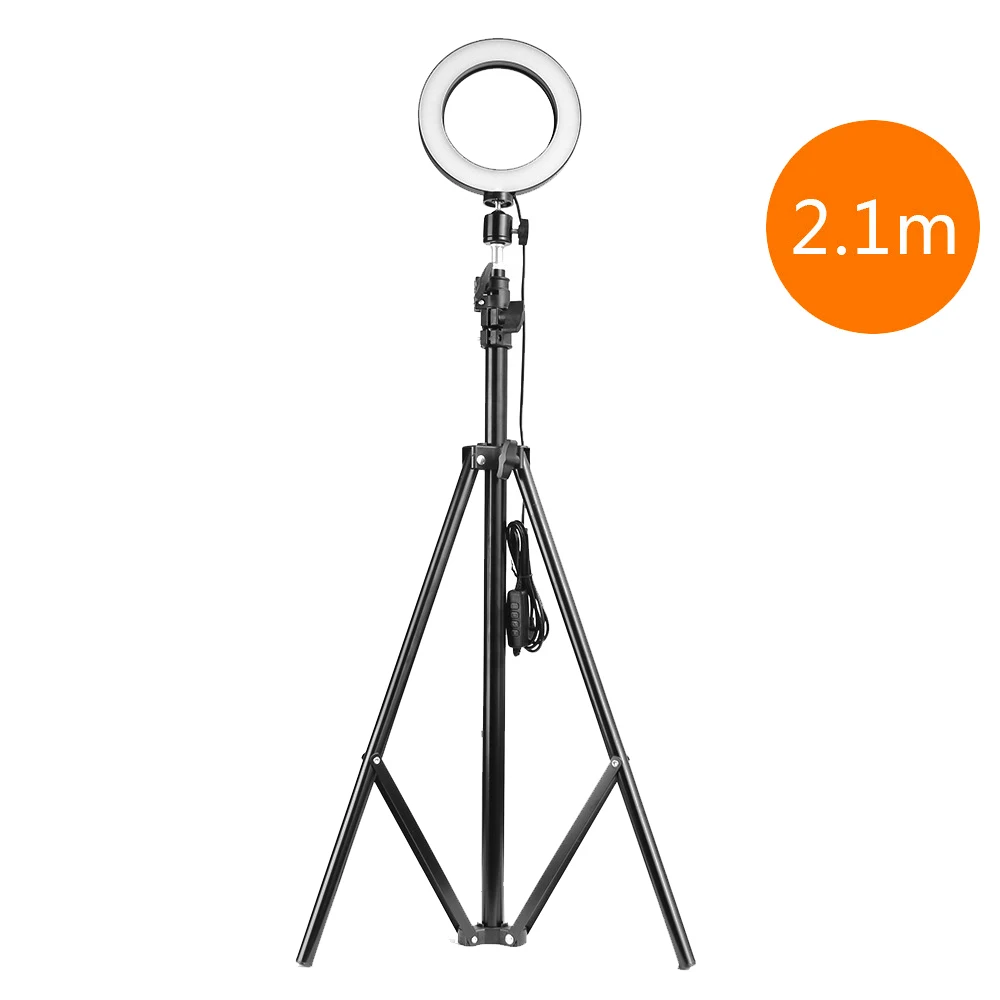 50/160/210mm USB Interface Dimmable LED Selfie Round studio ring camera Light photo Phone Photography Video Makeup Lamp youtube - Цвет: with 2.1m bracket