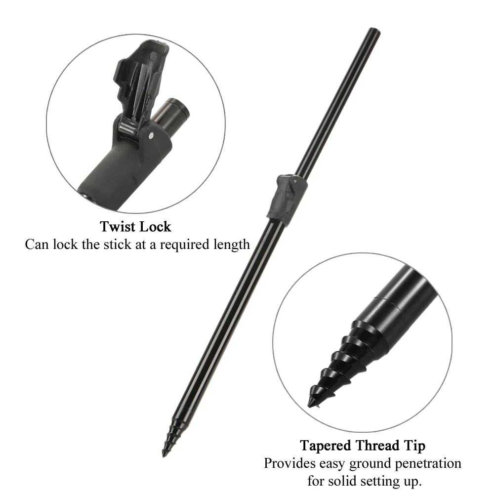 

Adjustable Carp Fishing Bank Stick Extending Aluminum Alloy Fishing Bankstick Fish Rod Pod Rest Black for Bite Alarm