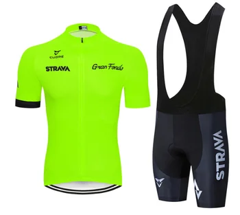 

2020 STRAVA Pro Team summer cycling Jersey set Bicycle Clothing Breathable Men Short Sleeve shirt Bike bib shorts 9D Gel pad