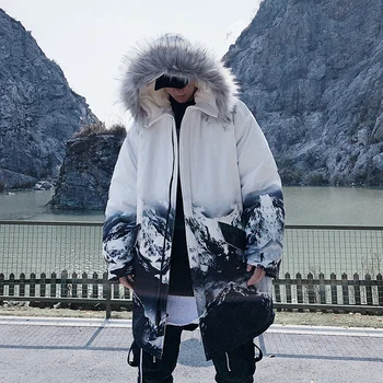 

2020 Winter New Parkas Casual Oversize Warm Coat Man Hip Hop Hooded Clothing Male Thicken Zipper Camouflage Parka