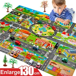 Tapis de jeu pour enfants, nouveaux panneaux de circulation, maison, route, voiture, modèle de Parking, carte de scène de ville 