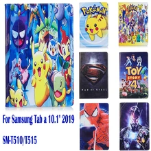 Чехол для samsung Galaxy Tab A 10,1 T510 SM-T515 10,1 '', защитный чехол-подставка, умный чехол с изображением Pokemon Go, Милый Пикачу