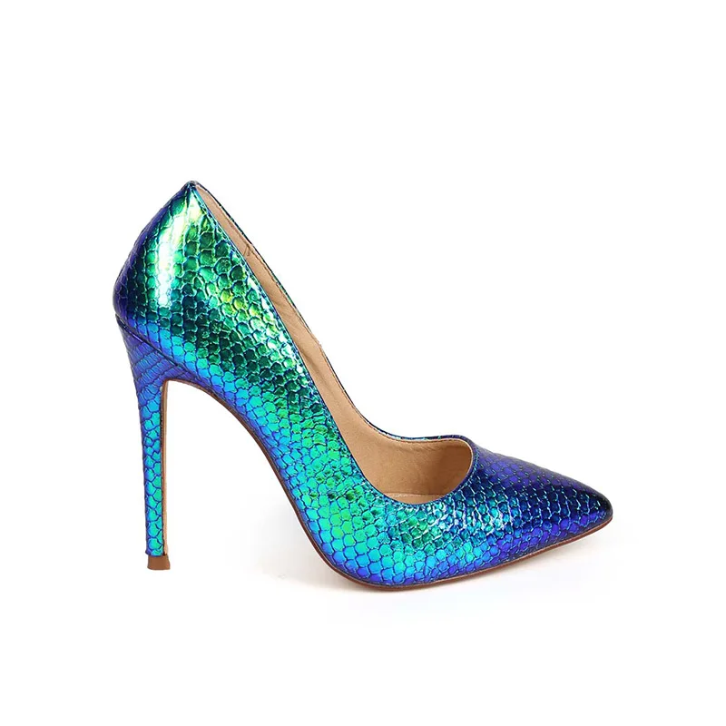 

Ariel Mermaid Green Gradient Color Stiletto Heels Pointy Toe Pumps Spring Summer Autumn Party Date Woman Shoes 2019 US 4-16 FSJ