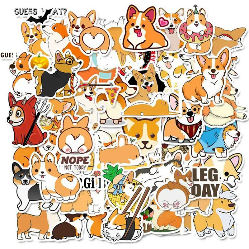 50 шт. Мультяшные наклейки Corgi Pembroke милые животные собака для мотоцикла автомобиля
