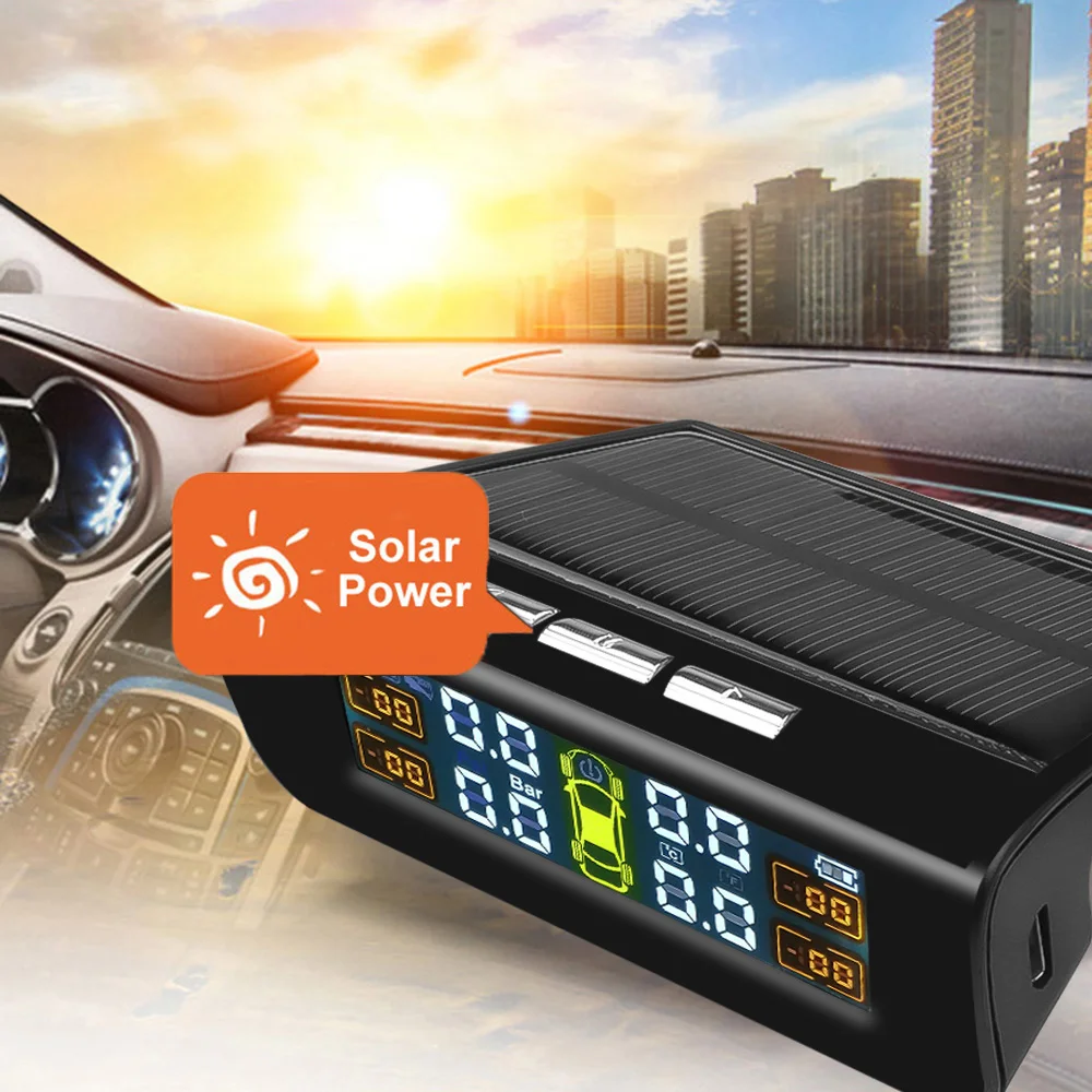 New Display Solar TPMS Car Tire Pressure Monitoring System Alarm Auto Smart Control External Wireless Tyre Sensor | Автомобили и