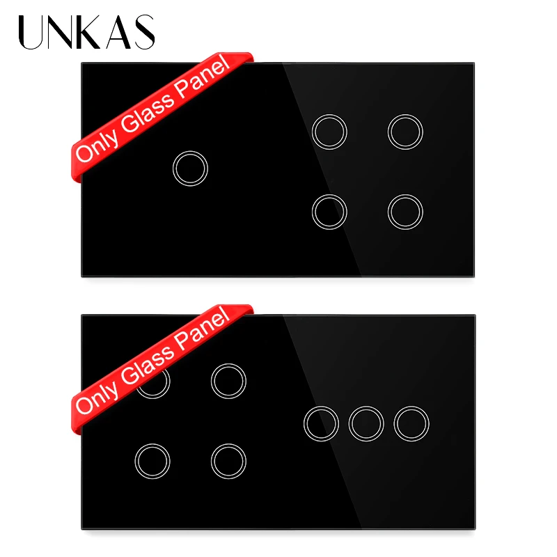 

UNKAS 2 3 4 5 6 7 8 Gang DIY Matching Modules Only Black Glass Panel Free Combination For Touch On / Off Switch 157mm Outlet