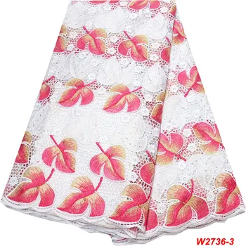 

New Arrival African Lace Fabrics High Quality Cord Guipure Lace Fabric Women Nigerian Water Soluble Wedding Lace Fabric W2-736