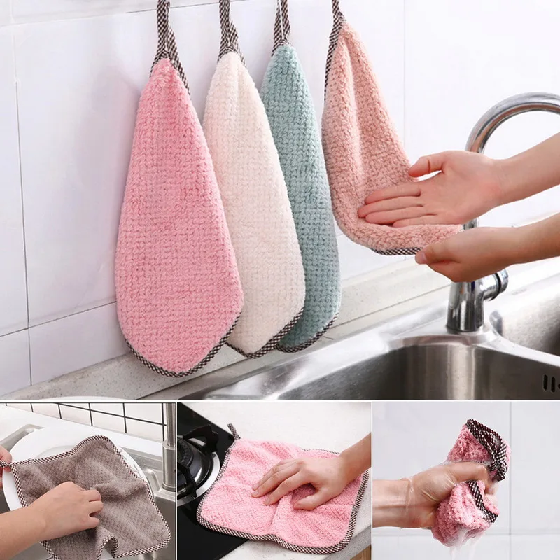 2pcs Kitchen Hand Towels,Kitchen Hanging Tie Towel For Wiping Hands,Highly  Absorbent & Quick Drying Dish Towels,Super Absorbent and Lint Free Towels  For bathroom,Washroom Hand Towels