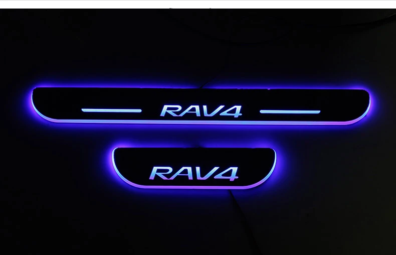 Автомобильный Стайлинг для Toyota RAV4-, отделка педали, автомобильные внешние части, светодиодный порог, Накладка на порог, дорожка, динамический светильник