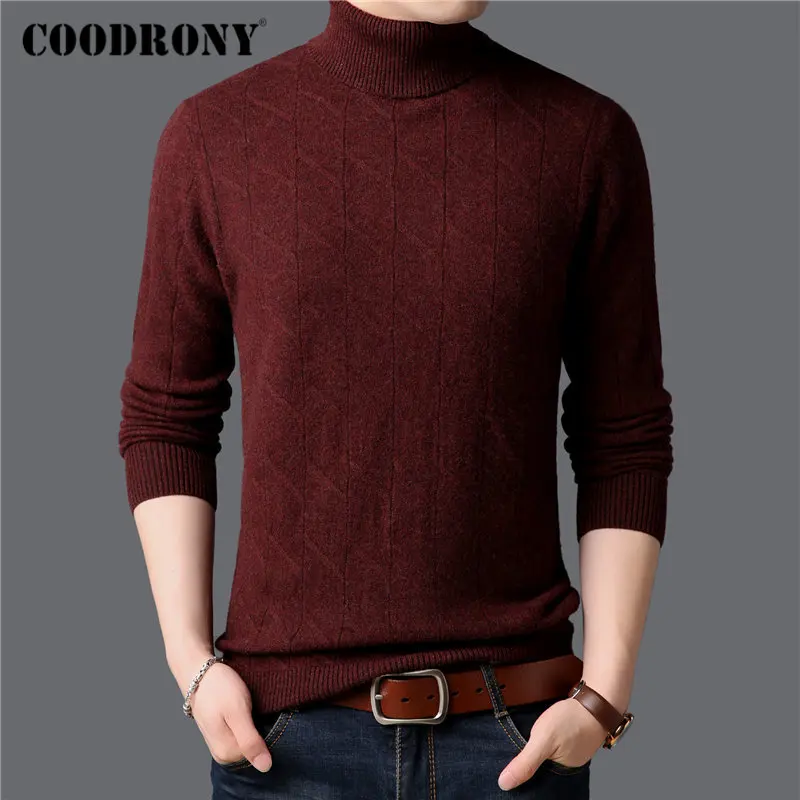 

COODRONY Brand Sweater Men Thick Warm Winter Turtleneck Sweaters 100% Merino Wool Pullover Men Knitted Cashmere Pull Homme 93031
