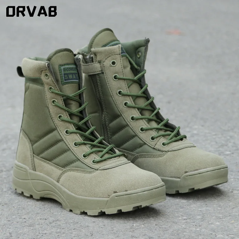 Plus Size 36 46 New Us Military Leather Combat Boots for Men Army Green Bot Infantry Tactical Shoes |
