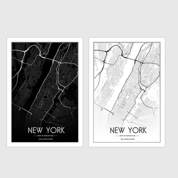 

Custom MAP Print Creative Nordic Customizable New York City Line Drawing Art Map Canvas Painting Wall Art Picture Unframed